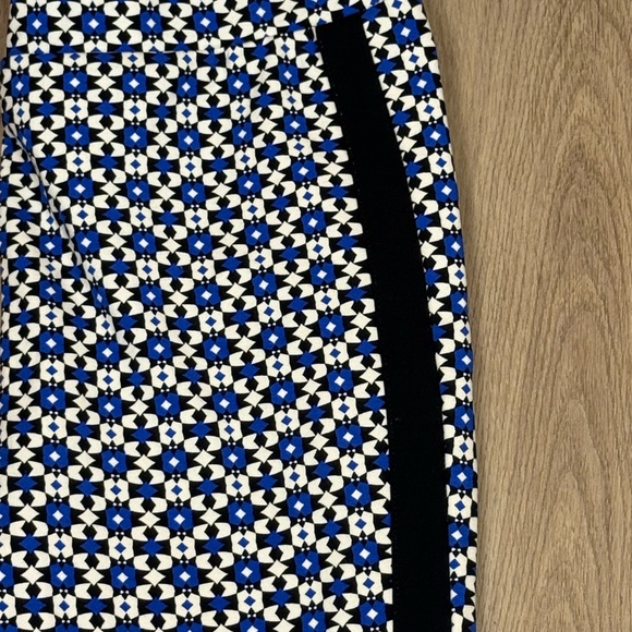 Anthropologie Maeve Black and Blue Geometric Print High Rise Flare Pants Small - Picture 9 of 10
